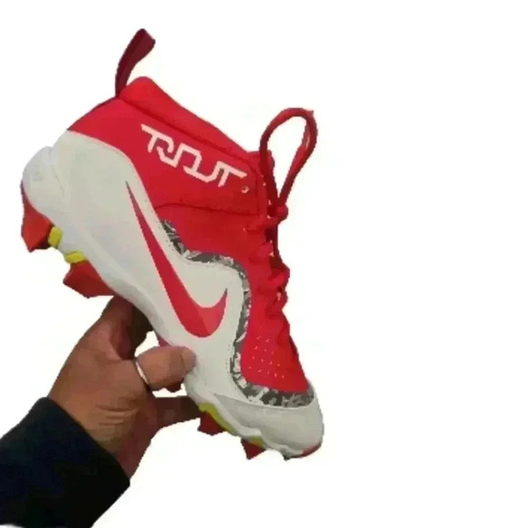 Nike Youth Red And White Trout Fastflex Baseball Cleats 5.5Y - Picture 7 of 14